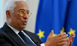 Le président du Conseil européen Antonio Costa s’exprime lors d’un entretien avec l’AFP à Bruxelles le 18 mars 2025