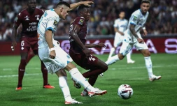 L'attaquant de l'OM Vitinha égalise en fin de match contre Metz, le 18 août 2023 au stade Saint-Symphorien à Longeville-les-Metz