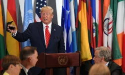 Le président américain Donald Trump, photographié lors d'un déjeuner en marge de la conférence générale de l'ONU mardi à New York