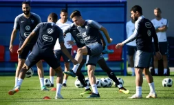Séance d'entraînement pour les joueurs de l'équipe de France à Istra, le 27 juin 2018, à trois jours du choc contre l'Argentine