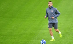 L'attaquant du Bayern Munich, Franck Ribéry, lors d'un entraßnement avant un match de Ligue des champions, à Amsterdam, le 11 décembre 2018