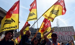 Manifestation de cheminots contre la réforme du gouvernement le 24 avril 2018 à Paris