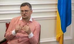 Le ministre ukrainien des Affaires étrangÚres Dmytro Kouleba lors d'une interview avec l'AFP, le 16 août 2023 à Kiev