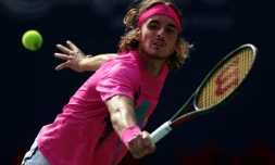 Le Grec Stefanos Tsitsipas lors du match contre le Sud-Africain Kevin Anderson, le 11 août 2018 à Toronto