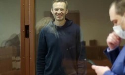 Image tirée d'une vidéo diffusée par le tribunal de Moscou de l'opposant russe Alexeï Navalny, le 16 février 2021