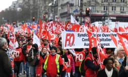 La manifestation des fonctionnaires à l'appel de FO devant les Invalides à Paris le 7 février 2019