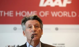 Le président de la Fédération internationale d'athlétisme, Sebastian Coe, en conférence de presse à Monaco, le 4 décembre 2018