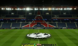 Le PSG avant d'affronter le Borussia Dortmund dans un Parc des Princes Ă huis clos pour cause de coronavirus, le 11 mars 2020