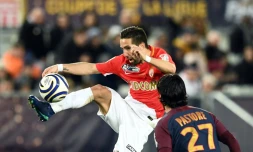 Joao Moutinho, sous le maillot de l'AS Monaco, contre le PSG de  Javier Pastore à Bordeaux, le 31 mars 2018 
