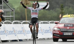 L'Autrichien Patrick Konrad, vainqueur de la 16e étape du Tour de France à Saint-Gaudens, le 13 juillet 2021
