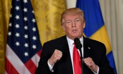 Donald Trump s'exprime lors d'une conférence de presse à la Maison Blanche le 6 mars 2018, à Washington