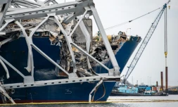 Le pont Francis Scott Key effondré sur le porte-conteneurs Dali à Baltimore le 30 mars 2024