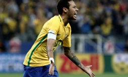 Neymar lors du match contre le Paraguay à l'issue duquel le Brésil s'est qualifié pour  Mondial-2018, le 28 mars 2017 à Sao Paulo 