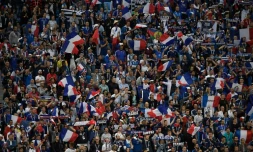 Supporters de l'équipe de France lors de la demi-finale face à la Belgique, à Saint-Pétersbourg, le 10 juillet 2018