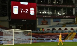 Le gardien de Liverpool Adrian lors du match perdu 7-2 face à Aston Villa, le 4 octobre 2020 à Birmingham
