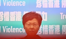 la cheffe de l'exécutif Carrie Lam lors d'une conférence de presse à Hong Kong le 4 octobre 2019