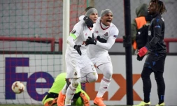 Allan Saint-Maximin et l'OGC Nice se sont inclinés face au Lokomotiv avec un but de son capitaine Igor Denisov, le 22 février 2018 à Moscou