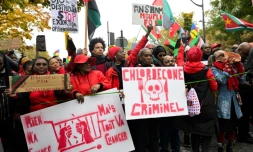 Manifestation organisée par la diaspora d'outre-mer, place Denfert-Rochereau à Paris, le 10 novembre 2024