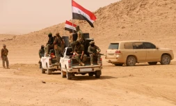 Des membres des forces irakiennes dans la province de l'Anbar, le 20 septembre 2017, lors de l'offensive contre les derniers bastions de l'EI