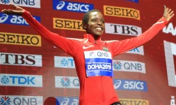 L'athlète Kényane Agnes Tirop à Doha, le 29 septembre 2019 au Qatar