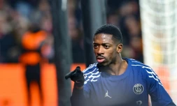 Auteur d'un doublé lors de la victoire 3-0 du PSG, Ousmane Dembélé a encore été d'une efficacité clinique face à Brest en barrage aller d'accession aux huitièmes de finale de la Ligue des champions le 11 février 2025 au Stade de Roudourou à Guingamp