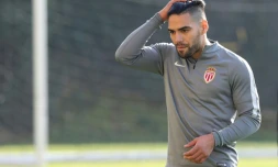 L'attaquant colombien de Monaco Radamel Falcao lors d'un entraînement, le 14 mars 2017 à La Turbie