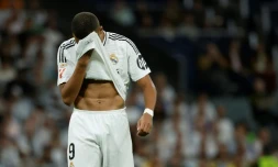 Kylian Mbappe, lors du match de la ligue espagnole entre le Real Madrid CF et le Villarreal CF au stade Santiago Bernabeu de Madrid, le 5 octobre 2024