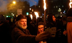 Retraite aux flambeaux le 23 janvier 2020 à Paris contre la réforme des retraites