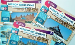 Tickets du jeu à gratter "Mission patrimoine", prise le 30 mai 2018 au siège de la Française des Jeux (FDJ) à Boulogne-Billancourt