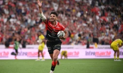 Le Toulousain Romain Ntamack après un essai contre La Rochelle, en finale du Top 14, le 17 juin 2023 au Stade de france  