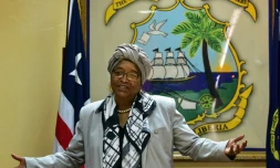 La présidente du Libéria le 12 octobre 2017 à Monrovia, la capitale du pays