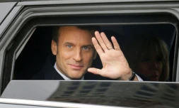 Le président Emmanuel Macron après avoir voté au Touquet, le 15 mars 2020
