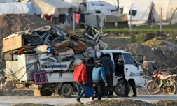 Camp de Dayr Ballut à Idleb, près de la frontière turque le 16 février 2020

