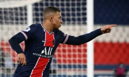 L'attaquant du Paris Saint-Germain, Kylian Mbappé, auteur d'un doublé face à Montpellier, lors de leur match de L1, le 22 janvier 2021 au Parc des Princes