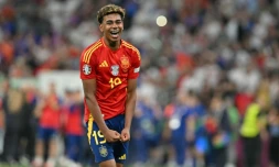 Le prodige espagnol Lamine Yamal inarrĂȘtable face Ă l'Ă©quipe de France Ă l'Euro Ă Munich, le 9 juillet 2024