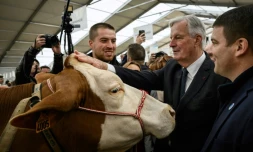 Le Premier ministre Michel Barnier au Sommet de l'élevage à Cournon-d'Auvergne, dans le Puy-de-Dôme, le 4 octobre 2024