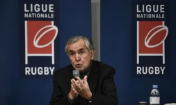 Le président de la Ligue nationale de rugby, René Bouscatel, le 23 mars 2021 au siège de la Ligue à Paris