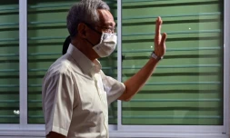 Lee Hsien Loong, Premier ministre de Singapour et secrétaire général du Parti de l'action populaire, le 11 juillet 2020 au siÚge du parti à Singapour