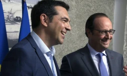 Alexis Tsipras et Francois Hollande le 6 août 2015 à Ismailia en Egypte