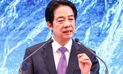 Le président taïwanais Lai Ching-te lors d'un discours marquant ses deux ans à la présidence, le 20 mai 2026 à Taipei
