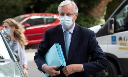 Le négociateur Michel Barnier, en charge des négociations sur l'accord du Brexit pour le compte de l'Union européenne, le 23 juillet 2020 à Londres