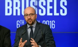 Le Premier ministre belge Charles Michel, lors d'une conférence de presse le 6 avril 2016 à Bruxelles