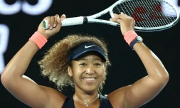 La Japonaise Naomi Osaka, victorieuse de l'Open d'Australie contre l'Américaine Jennifer Brady, le 20 février 2020 à Melbourne