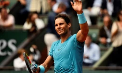 Rafael Nadal vainqueur de l'Italien Simone Bolelli au premier tour à Roland-Garros, le 29 mai 2018