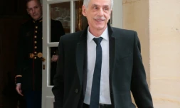 Philippe Louis, président de la CFTC, à son arrivée le 7 février 2016 à Matignon à Paris