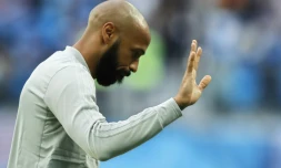 Thierry Henry, alors entraîneur adjoint de la Belgique lors du Mondial russe, le 10 juillet 2018 à Saint-Pétersbourg