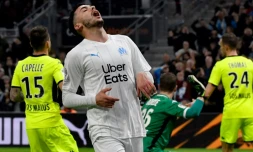 La déception du Serbe Nemanja Radonjic après avoir manqué un but face à Angers, le 25 janvier 2020 au Vélodrome.