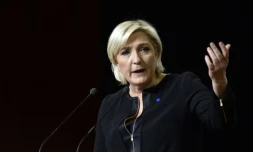 La candidate du Front national à la présidentielle Marine Le Pen le 15 avril 2017 à Perpignan