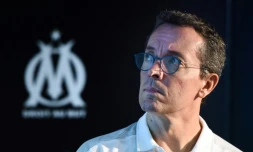 Le président de l'Olympique de Marseille Jacques-Henri Eyraud lors d'une conférence de presse le 4 septembre 2019 à Marseille