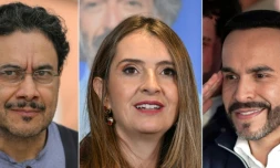 De gauche à droite, les candidats à la présidence en Colombie Ivan Cepeda, Paloma Valencia et Abelardo de la Espriella